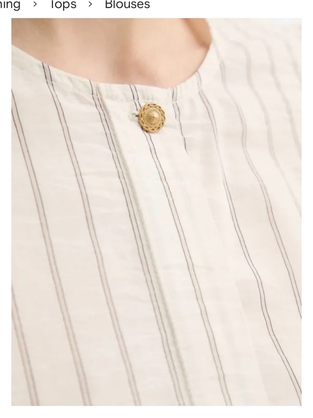 Sessun Georgia cream Striped Blouse with Gold button
